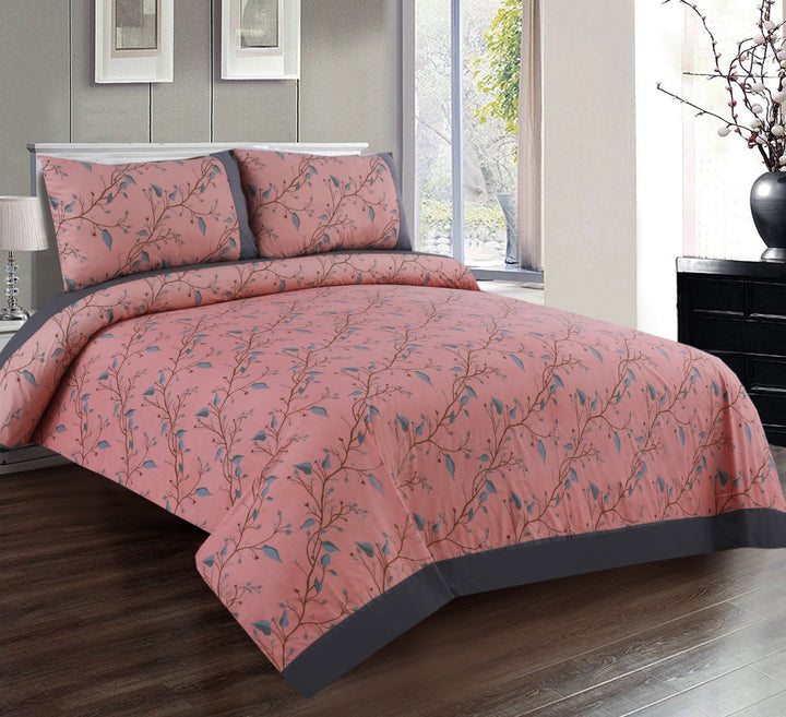 3 Pcs Cuffed Printed Bedsheet Set - 1518
