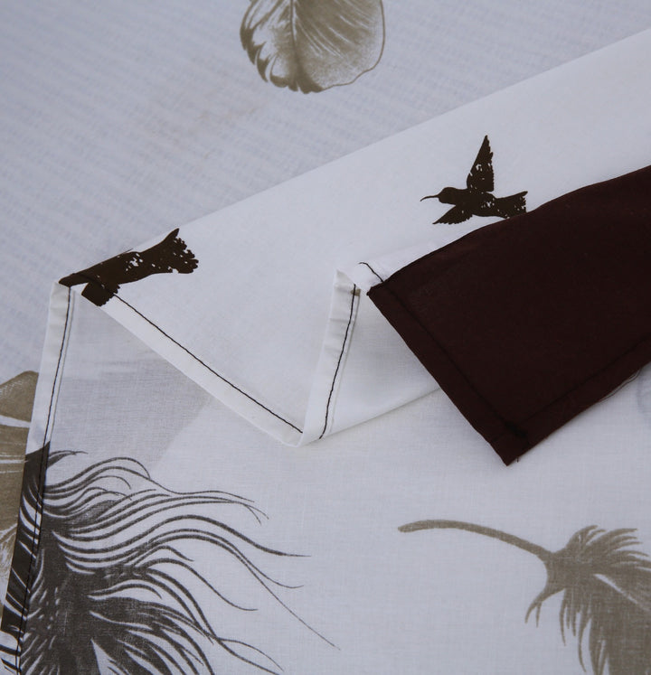 3 Pcs Cuffed Printed Bedsheet Set - 1525