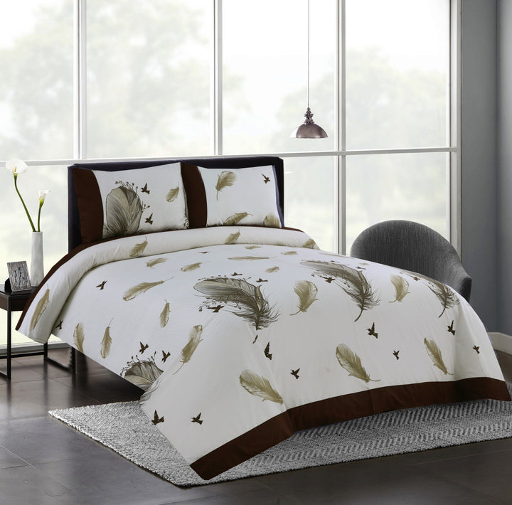 3 Pcs Cuffed Printed Bedsheet Set - 1525