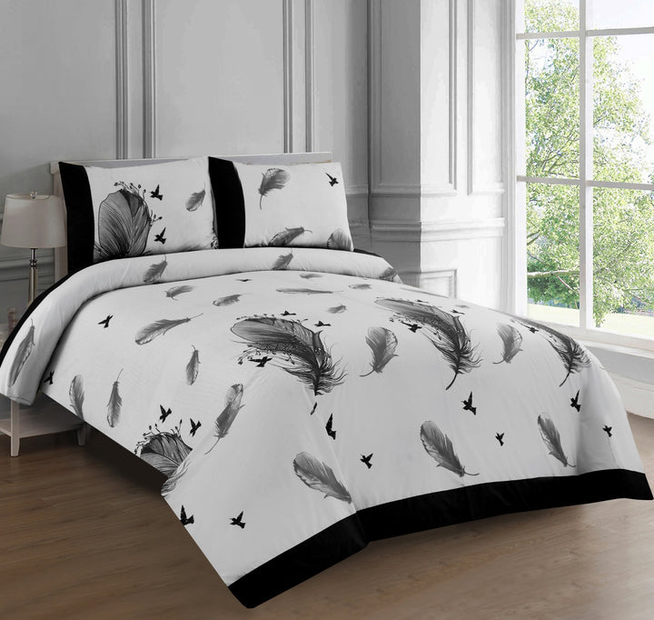 3 Pcs Cuffed Printed Bedsheet Set - 1526