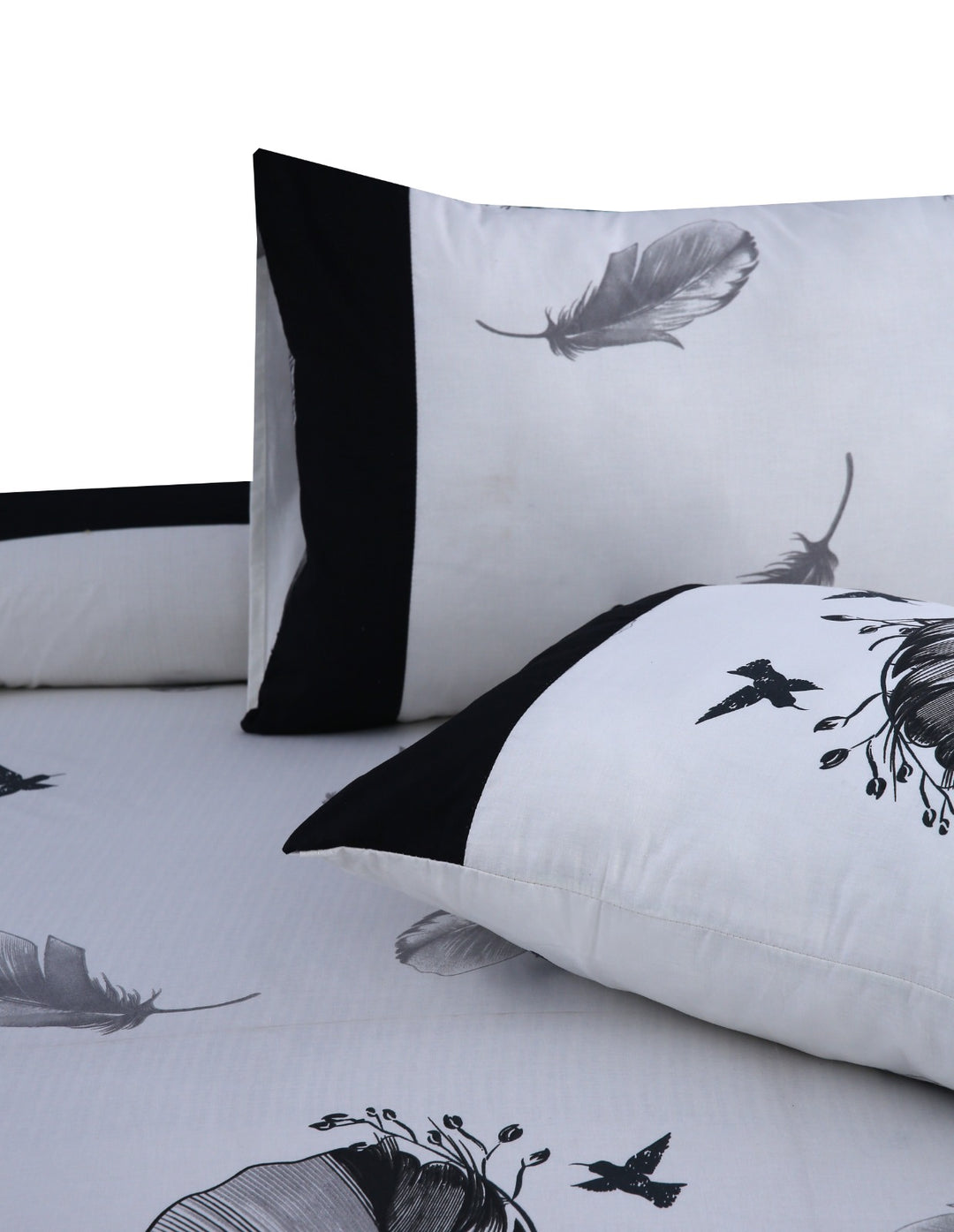 3 Pcs Cuffed Printed Bedsheet Set - 1526