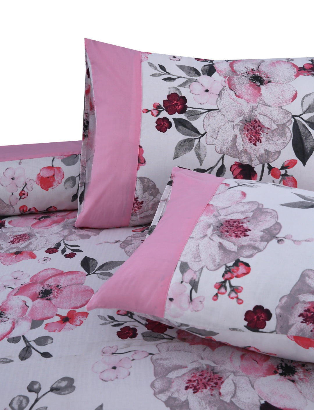 3 Pcs Cuffed Printed Bedsheet Set - 1527