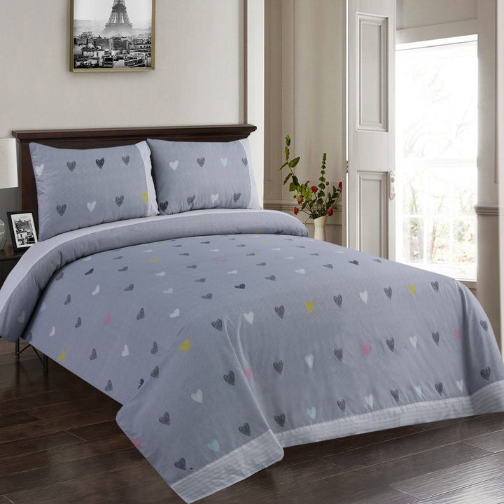 3 Pcs Cuffed Printed Bedsheet Set - 1538