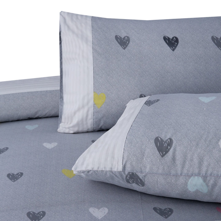 3 Pcs Cuffed Printed Bedsheet Set - 1538