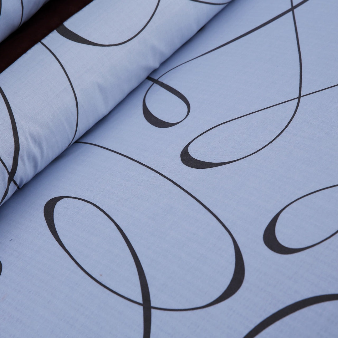 3 Pcs Cuffed Printed Bedsheet Set - 1540