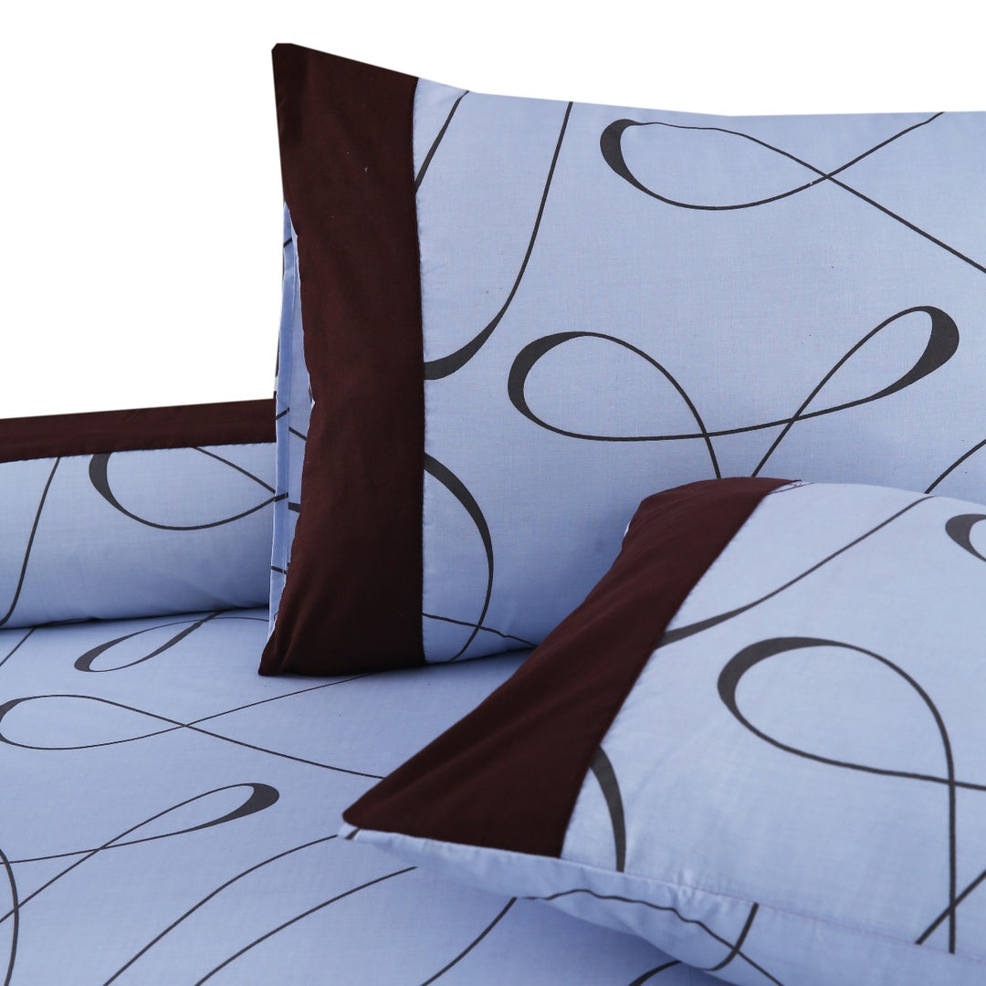 3 Pcs Cuffed Printed Bedsheet Set - 1540