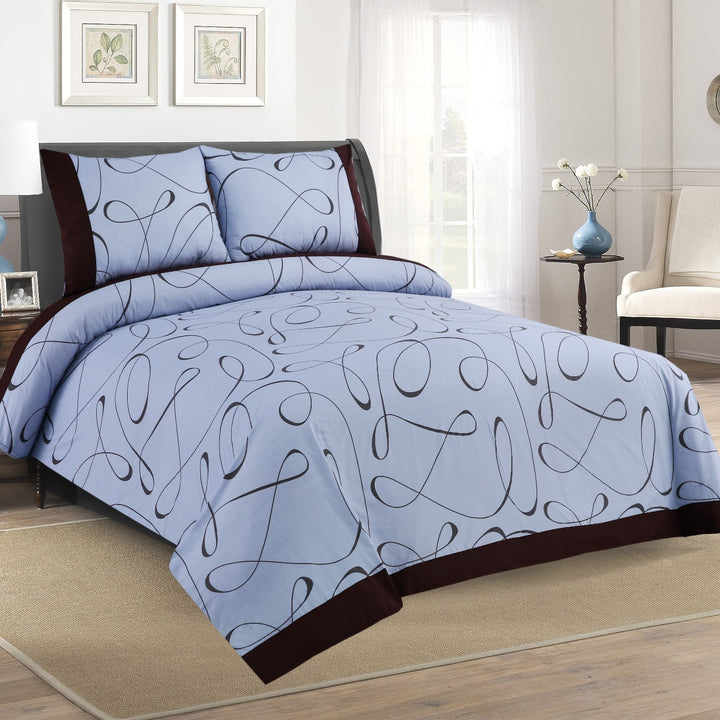 3 Pcs Cuffed Printed Bedsheet Set - 1540