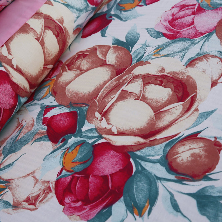 3 Pcs Cuffed Printed Bedsheet Set - 1541