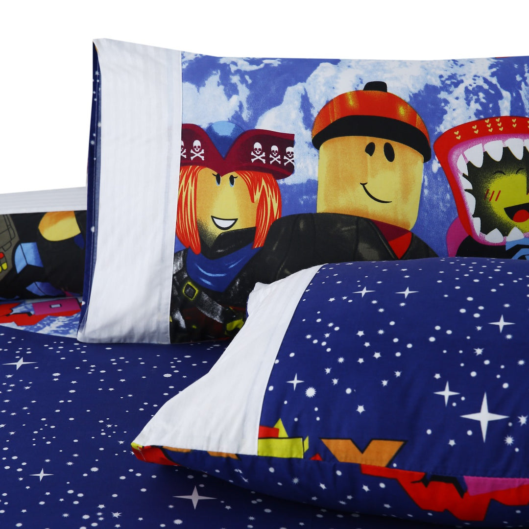 3 Pcs Cuffed Printed Bedsheet Set - 1542