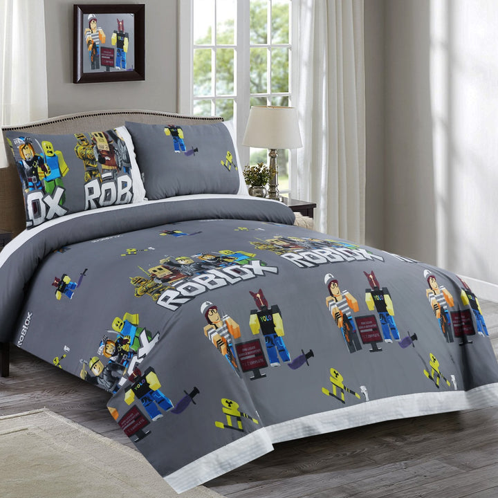 3 Pcs Cuffed Printed Bedsheet Set - 1543