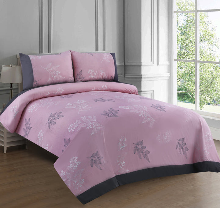 3 Pcs Cuffed Printed Bedsheet Set - 1545