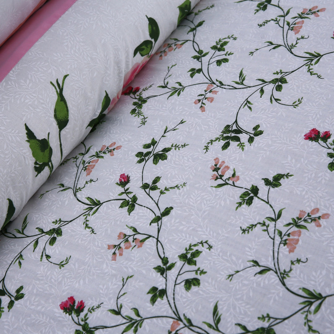 3 Pcs Cuffed Printed Bedsheet Set - 1547