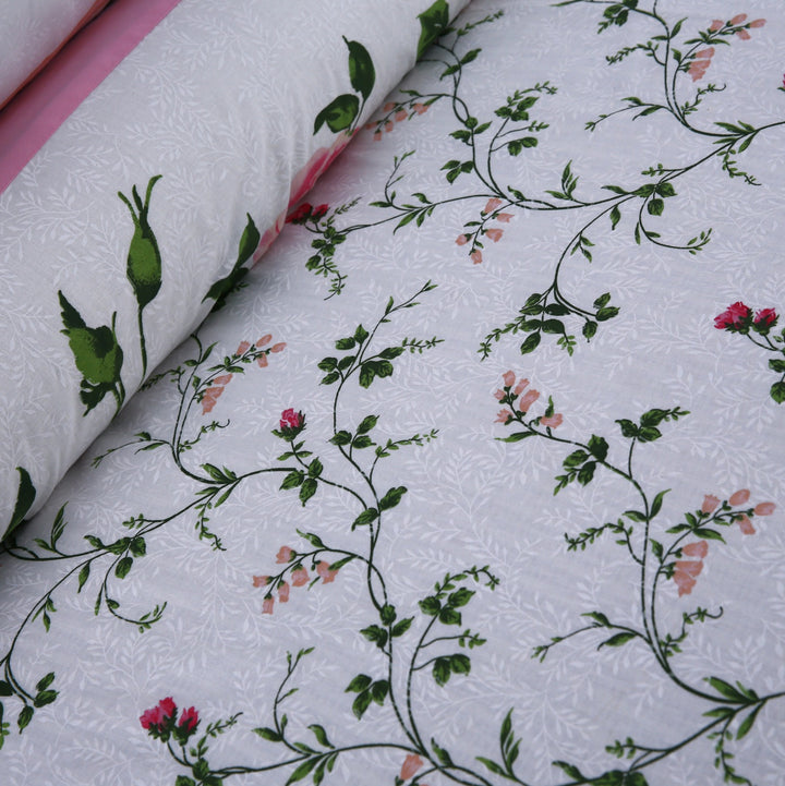 3 Pcs Cuffed Printed Bedsheet Set - 1547