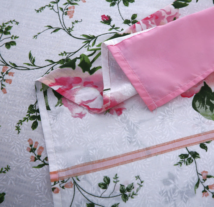 3 Pcs Cuffed Printed Bedsheet Set - 1547