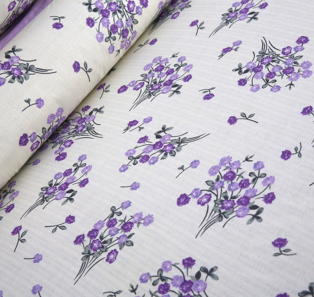 3 Pcs Cuffed Printed Bedsheet Set - 1548