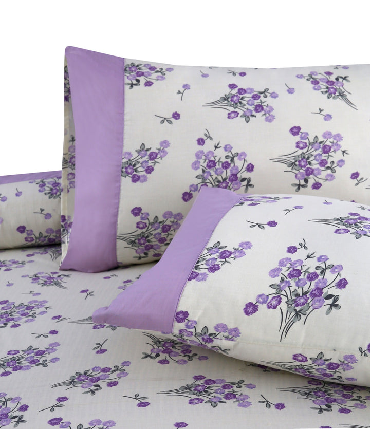 3 Pcs Cuffed Printed Bedsheet Set - 1548