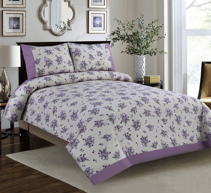 3 Pcs Cuffed Printed Bedsheet Set - 1548