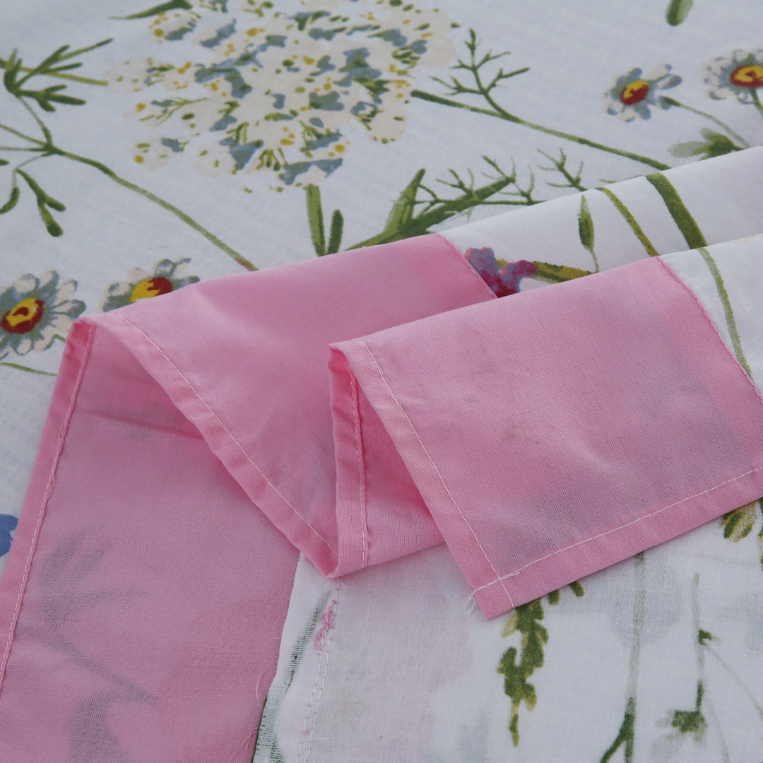 3 Pcs Cuffed Printed Bedsheet Set - 1551