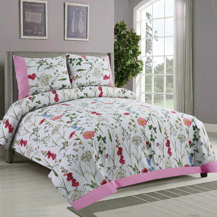 3 Pcs Cuffed Printed Bedsheet Set - 1551