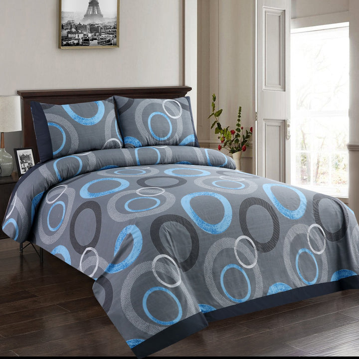 3 Pcs Cuffed Printed Bedsheet Set - 1553