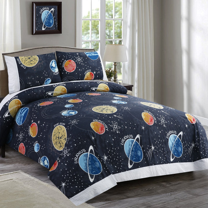 3 Pcs Cuffed Printed Bedsheet Set - 1554