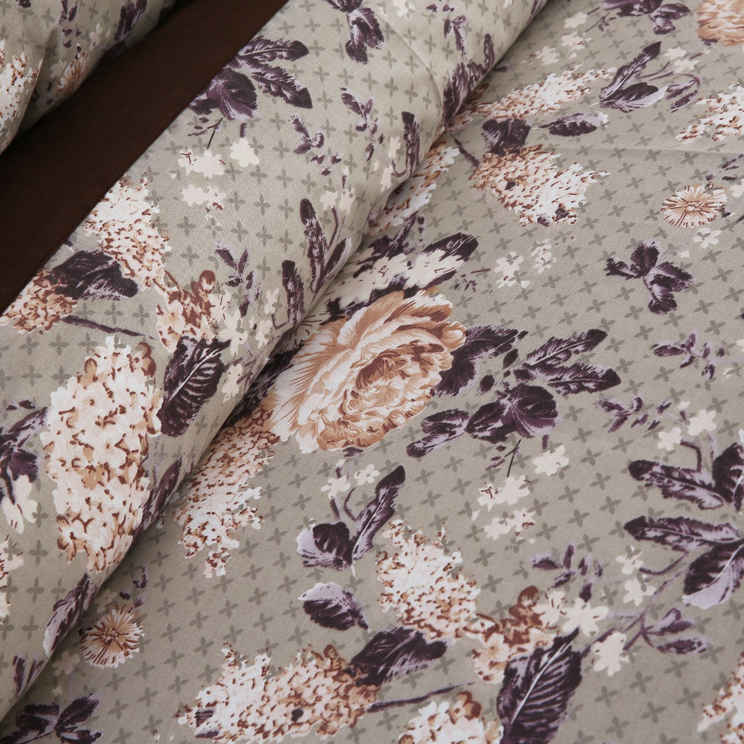 3 Pcs Cuffed Printed Bedsheet Set - 1557