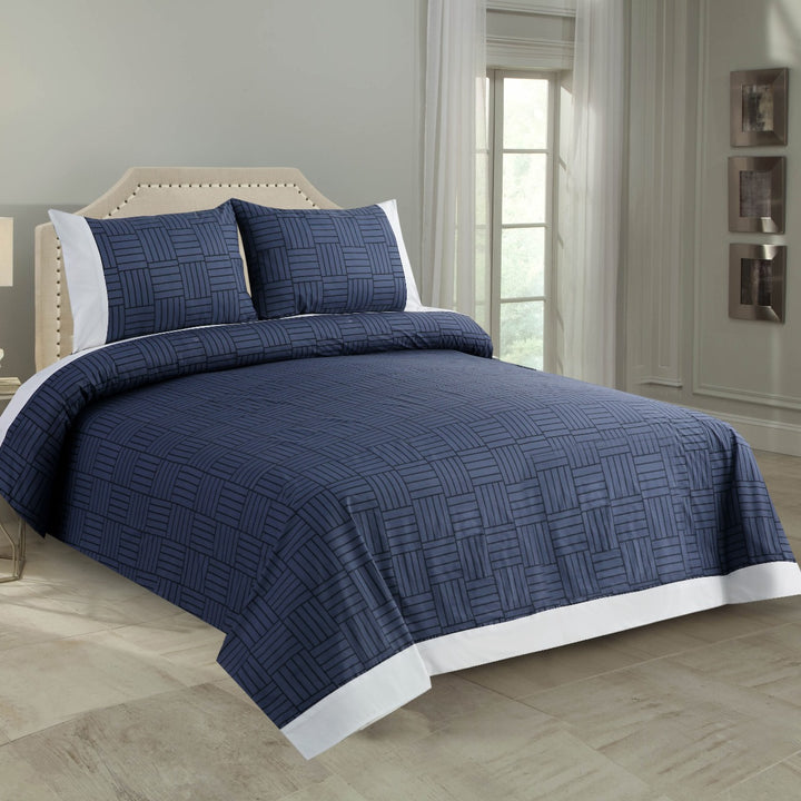 3 Pcs Cuffed Printed Bedsheet Set - 1559