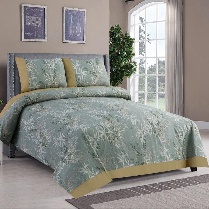 3 Pcs Cuffed Printed Bedsheet Set - 1563