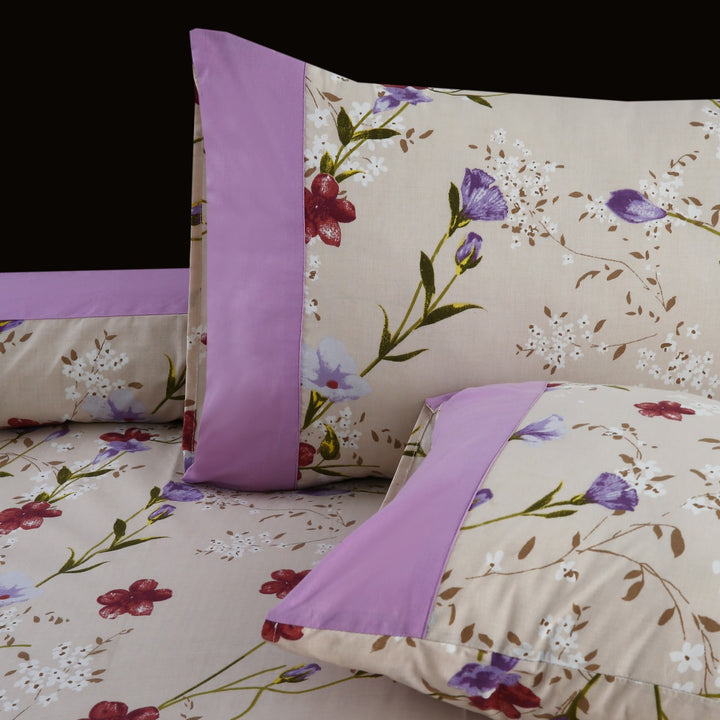3 Pcs Cuffed Printed Bedsheet Set - 1565