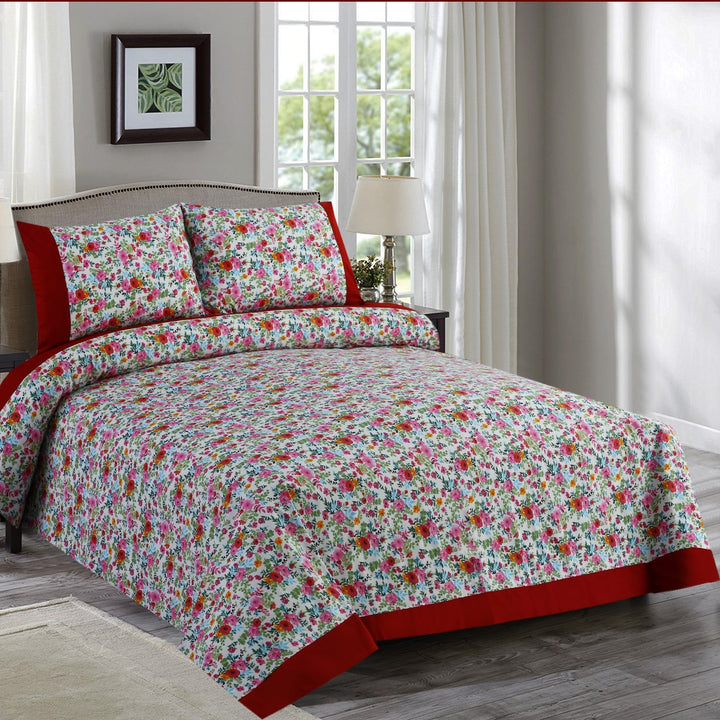 3 Pcs Cuffed Printed Bedsheet Set - 1570