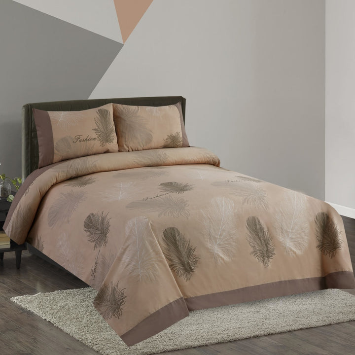 3 Pcs Cuffed Printed Bedsheet Set - 1572