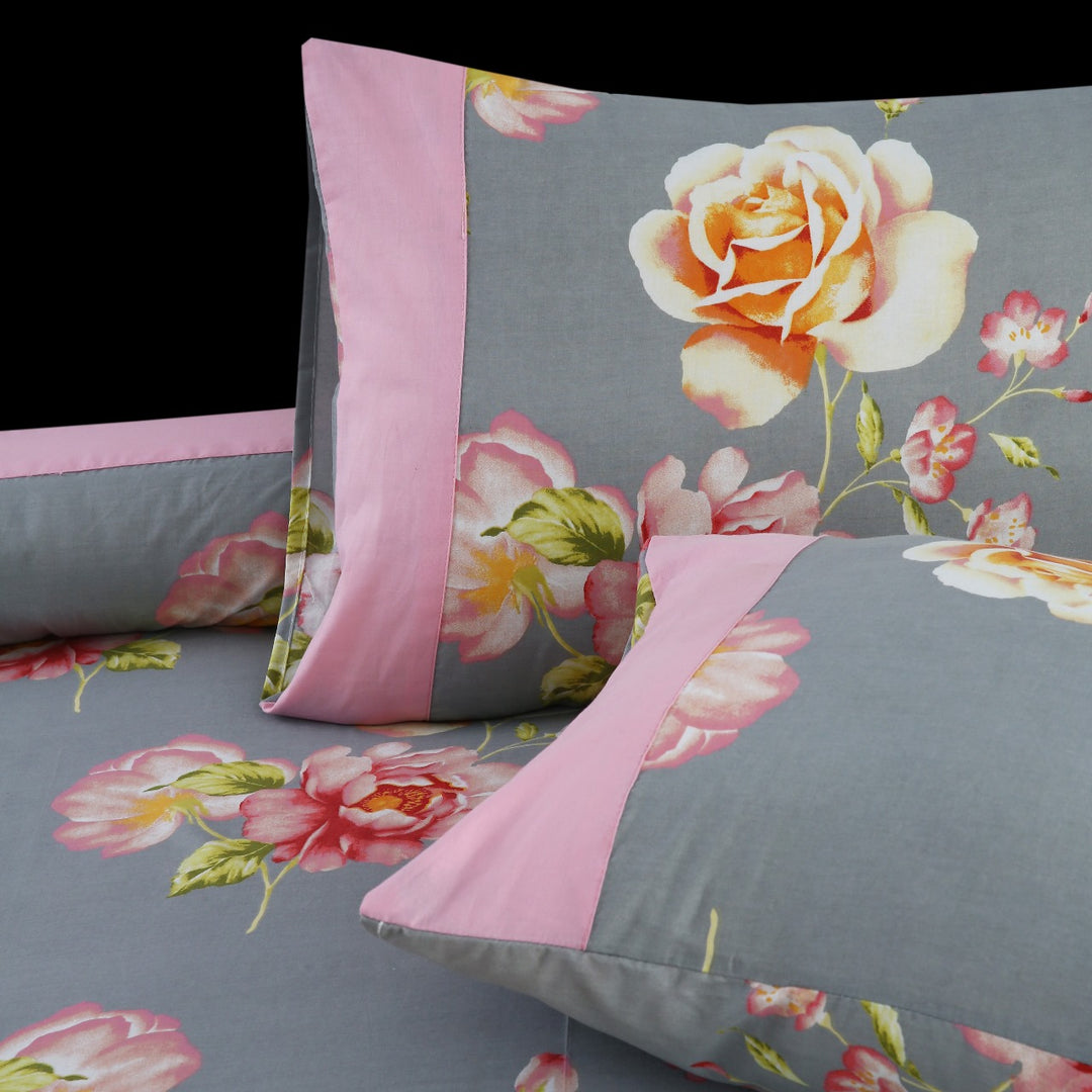 3 Pcs Cuffed Printed Bedsheet Set - 1575
