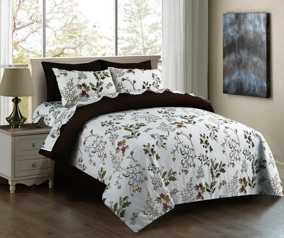 6 Pcs Elegant Flowers Printed Duvet Set - 1584