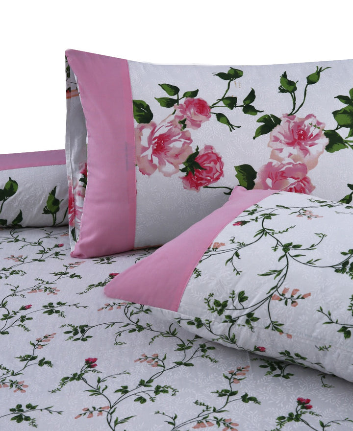 3 Pcs Cuffed Printed Bedsheet Set - 1595