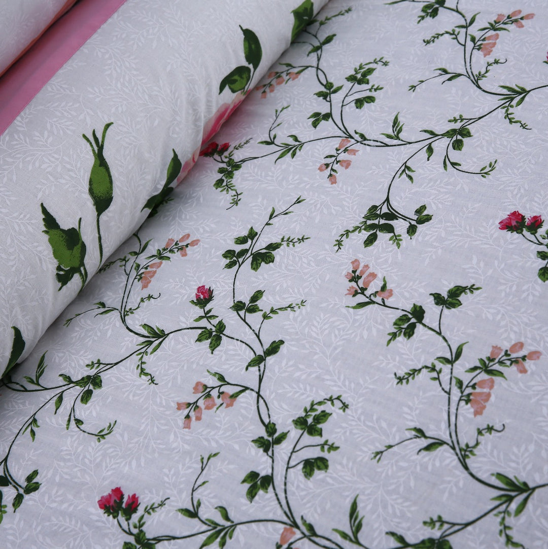 3 Pcs Cuffed Printed Bedsheet Set - 1595