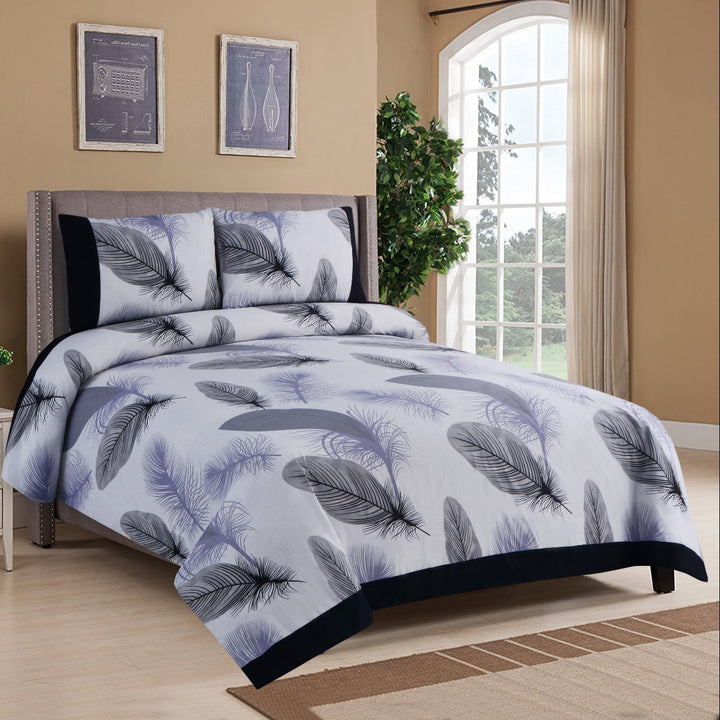 3 Pcs Cuffed Printed Bedsheet Set - 1593