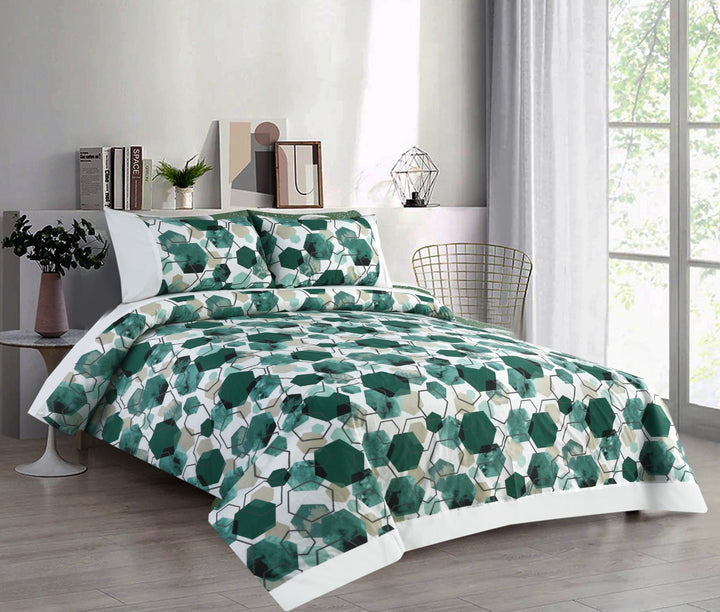 3 Pcs Cuffed Printed Bedsheet Set - 1622