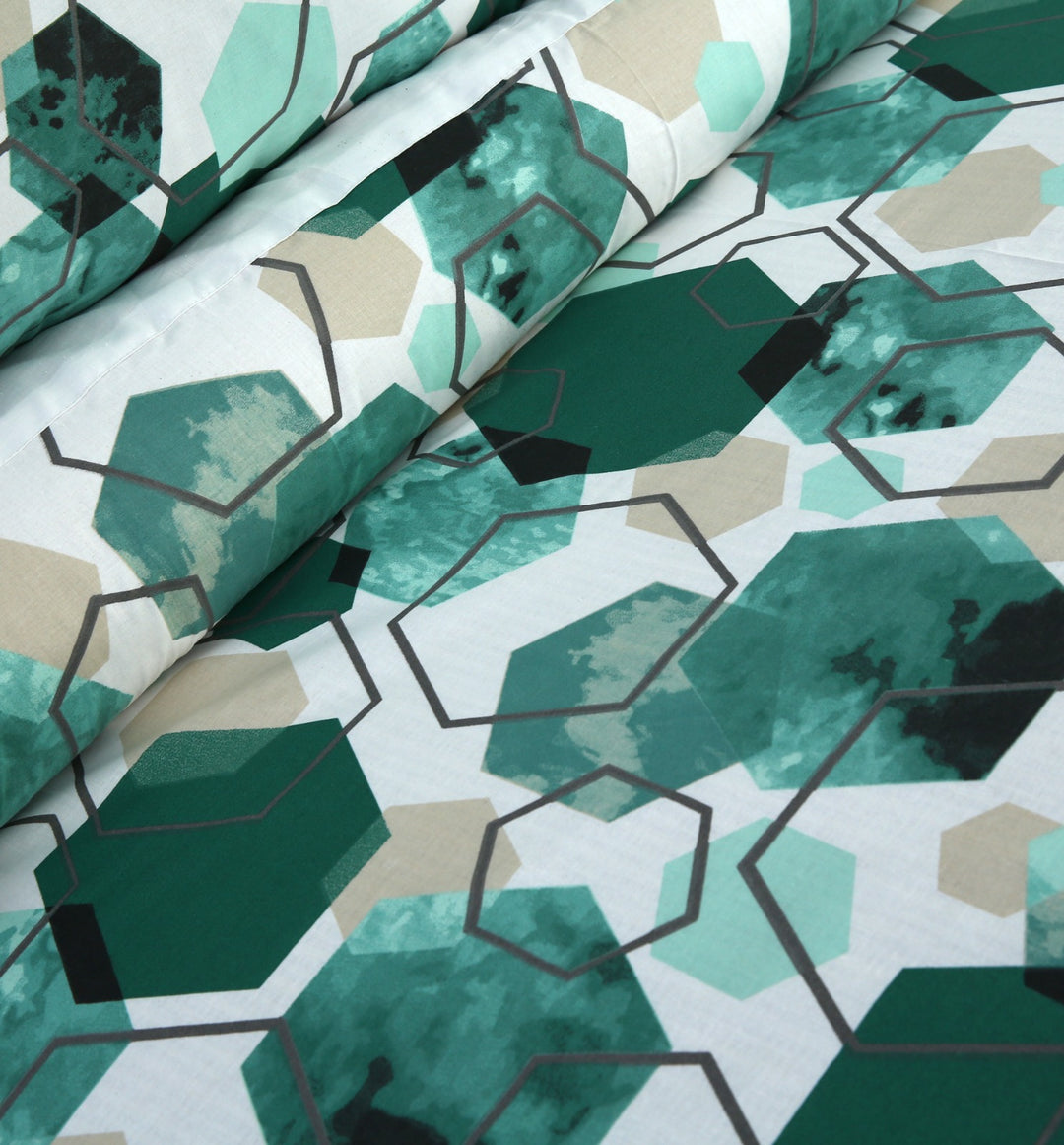 3 Pcs Cuffed Printed Bedsheet Set - 1622