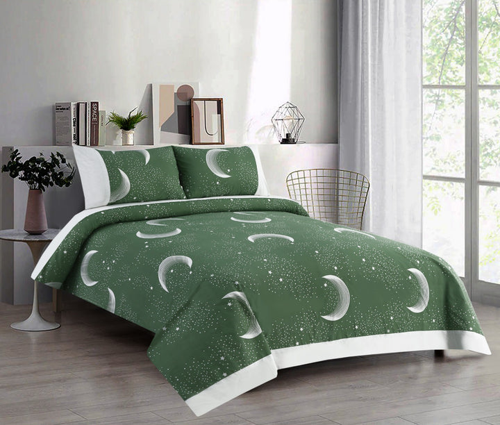 3 Pcs Cuffed Printed Bedsheet Set - 1606