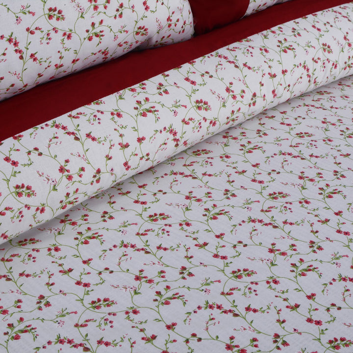 3 Pcs Cuffed Printed Bedsheet Set - 1607