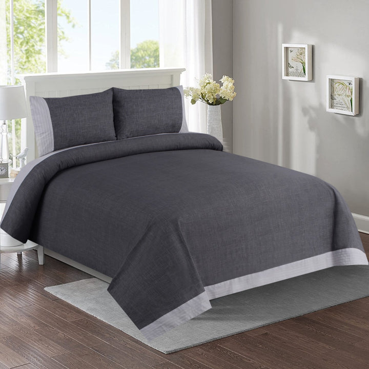 3 Pcs Cuffed Printed Bedsheet Set - 1608