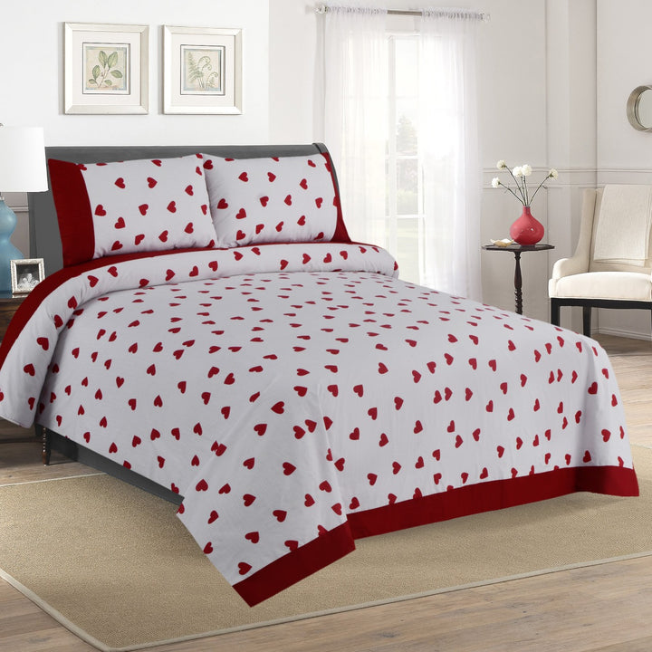 3 Pcs Cuffed Printed Bedsheet Set - 1609