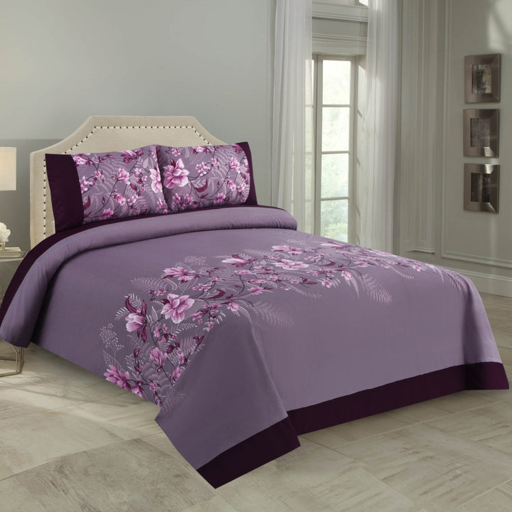 3 Pcs Cuffed Printed Bedsheet Set - 1611