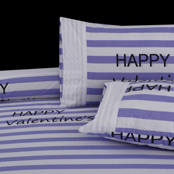 3 Pcs Cuffed Printed Bedsheet Set - 1613