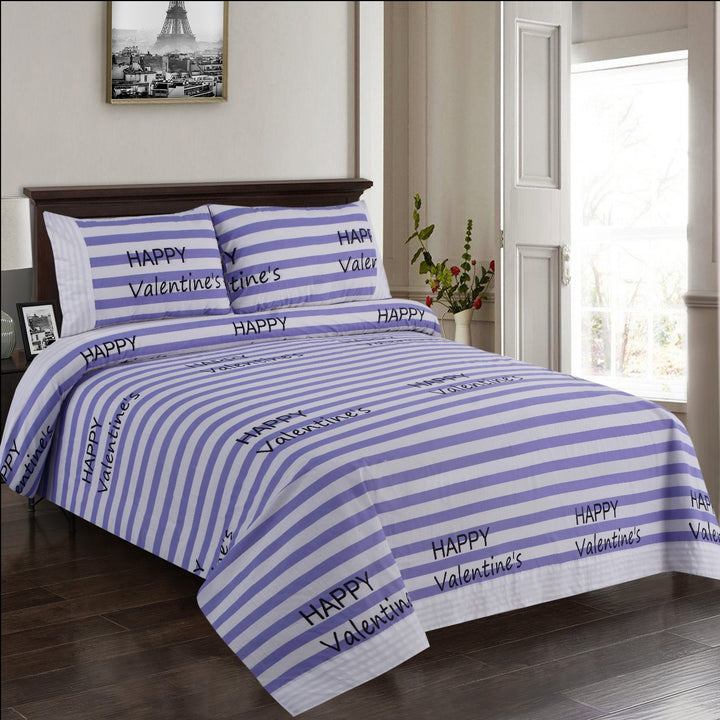 3 Pcs Cuffed Printed Bedsheet Set - 1613