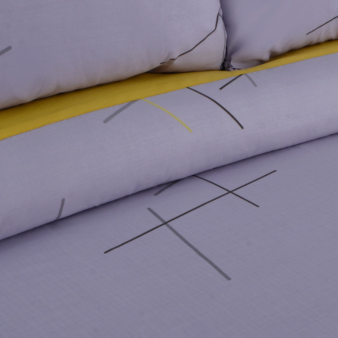 3 Pcs Cuffed Printed Bedsheet Set - 1614