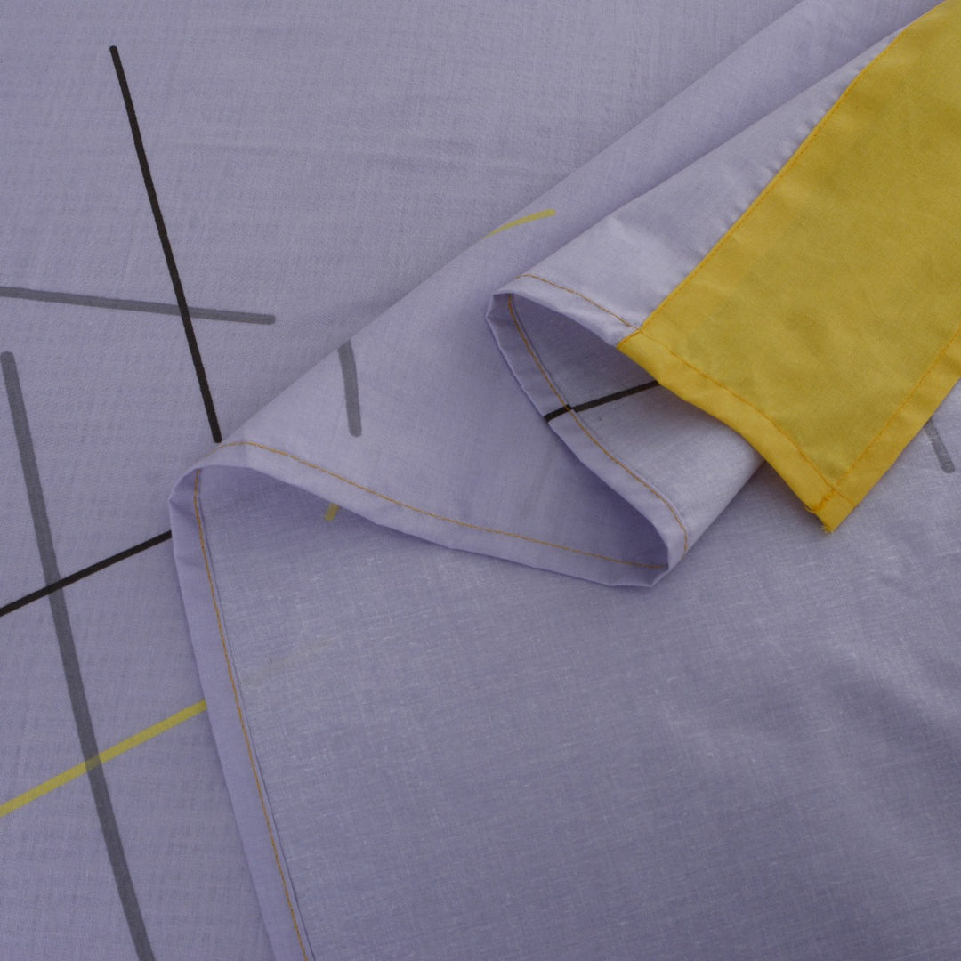 3 Pcs Cuffed Printed Bedsheet Set - 1614