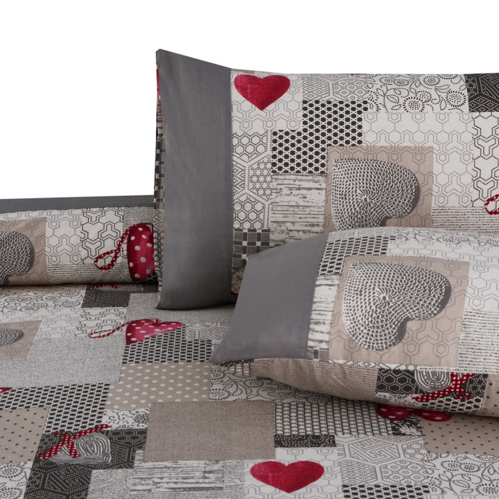 3 Pcs Cuffed Printed Bedsheet Set - 1616