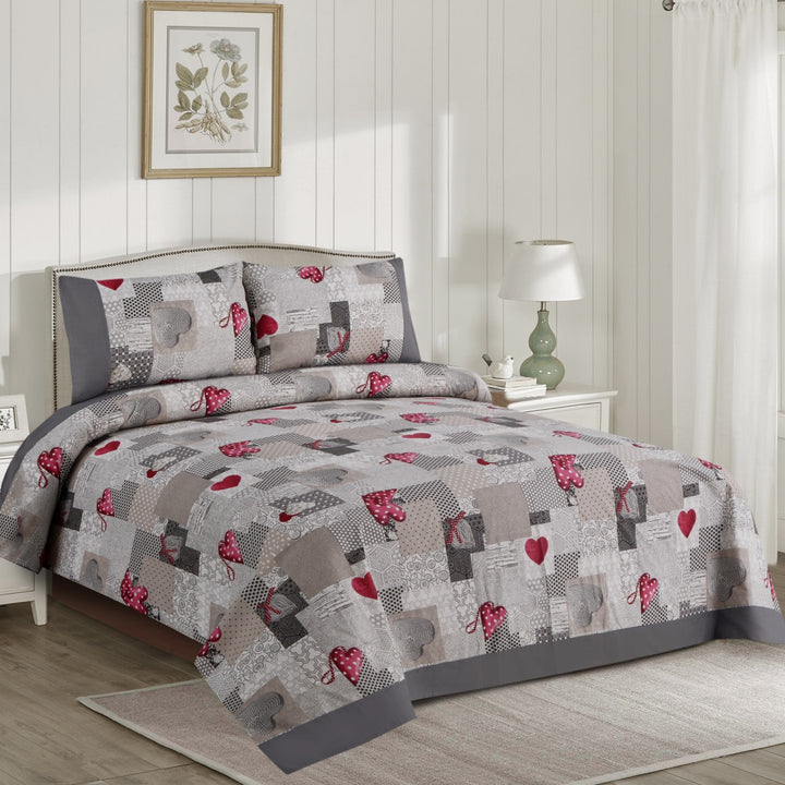 3 Pcs Cuffed Printed Bedsheet Set - 1616