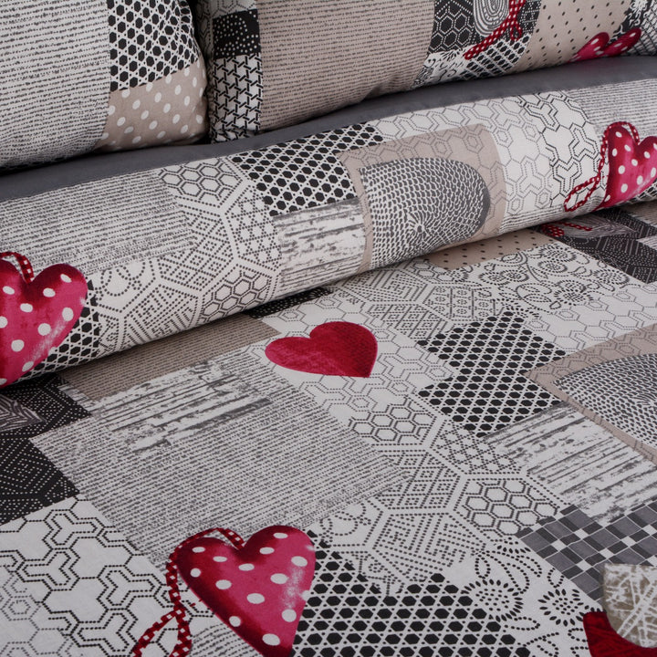 3 Pcs Cuffed Printed Bedsheet Set - 1616